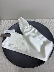 花嫁グローブ・サテンレース・オフホワイト・50cm【ELEGANT】