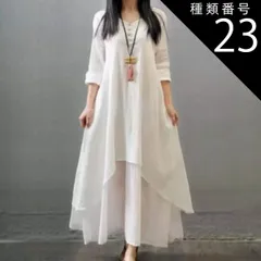 種類23：ホワイト/XL ロングワンピース ワンピース ロング丈 袖あり 長袖 Aライン ウエストリボン かわいい 大人可愛い きれいめ シンプル カジュアル 大人 上品 おしゃれ レトロ ラフ エレガント とろみ感 抜け感 無地 春 夏 10代 20代 30