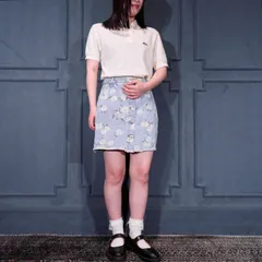 USA VINTAGE wild fable FLOWER PATTRNED DENIM MINI SKIRT/アメリカ古着お花柄デニムミニスカート