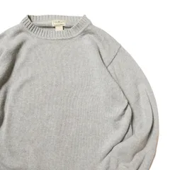 00's LLビーン クルーネック コットン ニット セーター (M) 灰杢系 霜降り灰系 無地 00年代 旧タグ オールド L.L.Bean アウトドア アメリカ古着 USED  ビンテージ ヴィンテージ