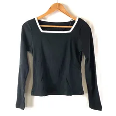 ジーユー GU カットソー 長袖 タグ付き スクエアネック リブ ブラック Mサイズ 2025090300234