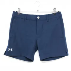 【超美品】アンダーアーマー ショートパンツ ネイビー ストレッチ 裾ロゴ レディース LG ゴルフウェア UNDER ARMOUR