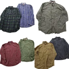 古着卸 まとめ売り 90s オールド トミーヒルフィガー 長袖シャツ 7枚セット (メンズ XL /2XL ) フラッグタグ ストライプ 中古 古着 NB4261