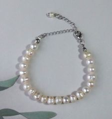 淡水パールのシンプル一連ブレスレット NO.67