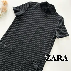 ZARA ザラ　ワンピース　ニットワンピース　ストライプ　Mサイズ　ブラック