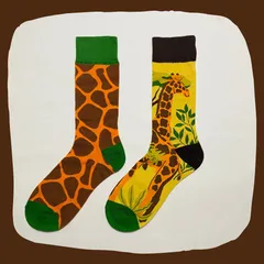 麒麟とキリン柄 クルーソックス #175　左右非対称