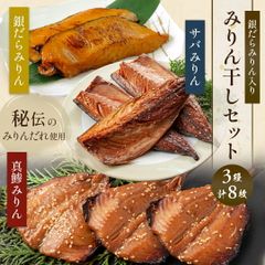みりん干しセット 銀鱈みりん 干物セット 銀だら サバみりん アジみりん 3種8枚入り みりん干し 詰め合わせ お手頃 干物 長谷川商店 お取り寄せグルメ ギフト 福岡 みりん干 海鮮 ギフト