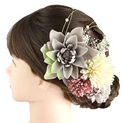 髪飾り 成人式 水引 振袖 前撮り 袴 花 7点セット 薄紫 白 ピンク ゴールド 花 カスミソウ 造花 パールビーズ Ｕピン 和装 大 No.12-0989