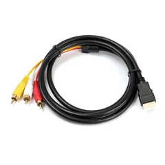 HDMIからRCA変換ケーブル HDMI（オス）- RCA（オス）HDMI to AVコンバータデジタル 3RCA/AV 変換ケーブル 高解像度 単方向 金メッキ テレビ ビデオ端子 約1.5メートル（ブラック）