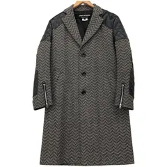 △△COMME des GARCONS コムデギャルソン JUNYA WATANABE ウール×レザー コート 異素材MIX AD2017 JT-C017 ブラックのサムネイル