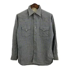 70年代 USA製 PENDLETON ペンドルトン ウール 長袖シャツ ヴィンテージ ブルー (メンズ L) 中古 古着 S0906