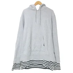 ユニフォームエクスペリメント uniform experiment 17ss パーカー プルオーバー レイヤード ボーダー 長袖 裏起毛 ロゴ刺繡 3 L相当 グレー ブラック ホワイト Xのサムネイル