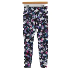 ティゴラ レギンス スパッツ ストレッチ スポーツウエア ボトムス 黒 レディース Lサイズ ブラック×パープル TIGORA 【中古】