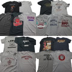 古着卸 まとめ売り グレー ボディ プリント 半袖Tシャツ 18枚セット (メンズ L ) チームロゴ 英文字 ワンポイント 中古 古着 NA6950