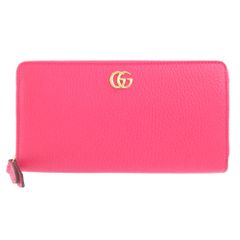 未使用 グッチ GGマーモント 456117 レザー ピンク ラウンドファスナー長財布 財布 1497 GUCCI