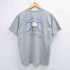 L/古着 半袖 ビンテージ Tシャツ メンズ 00s スカル 魚 胸ポケット付き クルーネック グレー 霜降り 25jul31 中古