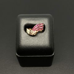 【中古】 K18YG ﾙﾋﾞｰ ﾀﾞｲﾔﾓﾝﾄﾞ ﾘﾝｸﾞ ジュエリー 指輪  Gold #13 ﾚﾃﾞｨｰｽ