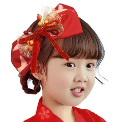 【在庫処分】赤 1枚 ヘアアクセサリー 子供 女の子 和風 りぼん 飾り 髪 成人式 振袖 浴衣 和装 着物 七五三 卒業式 袴 リボン 髪飾り [OTAKUMARKET]