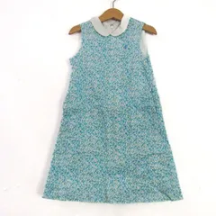 ラルフローレン ワンピース ノースリーブ コットン ブランド トップス キッズ 女の子用 120サイズ ブルー×ホワイト RALPH LAUREN 【中古】