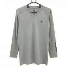 【超美品】ルコック 長袖Ｔシャツ 杢グレー ネイビーロゴ Vネック メンズ L ゴルフウェア le coq sportif