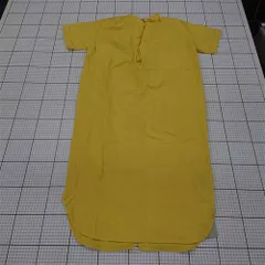 ◇ ⊂ 未使用 ボンジュールサガン タグ付き コットン リネン混 半袖 膝下丈 ワンピース サイズF イエロー系 レディース E  【1509100076926】