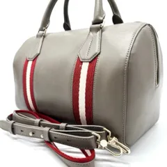 【良品】 BALLY バリー ハンドバッグ  トートバッグ ショルダーバッグ ボストンバッグ トイレンスポッティング ライン グレージュ ベージュ 肌色 グレー 灰色 レザー 革 ユニセックス 男女兼用 メンズ レディース
