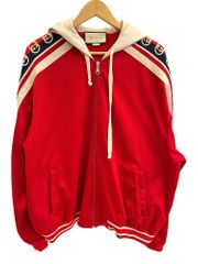 グッチ GUCCI テクニカルジャージーボンバージャケット GGロゴライン トラック 赤 アイボリー 575758-XJA6S ジャージ レッド Mサイズ 101MT-4199