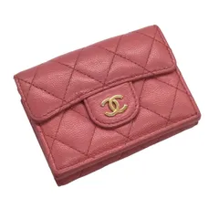 CHANEL　シャネル　マトラッセ　クラシック　スモールフラップ AP0230　三つ折り財布　キャビアスキン　ゴールド金具　ピンク系　レザーグッズ　SLG　コンパクトウォレット　ウォレット　財布　レディース