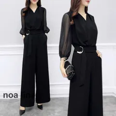 パーティードレス かっこいい パンツドレス 袖あり 長袖 結婚式 お呼ばれドレス 20代 30代 40代 オールインワン 黒 大きいサイズ 3L 4L