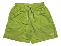 Lサイズ STUSSY ステューシー ストックロゴ スウィムショーツ ショートパンツ ライムグリーン