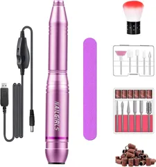 【人気商品】電動ネイルマシン 11個のビット ネイルマシン ビット NAILGIRLS ジェルネイル オフ キット ネイルケア 爪磨き 甘皮処理 甘皮ケア 正逆回転　無段階変速　USB給電　自宅サロン用（ピンク）
