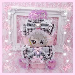 ♡ぬい服 着ぐるみ おすわり10cmサイズ 垂れ耳うさぎ 白黒