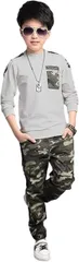LOLANTA 子供服 セットアップ 半ズボン 男の子 Tシャツ 上下セット キッズ 迷彩 普段着( グレー,  110)