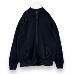 【フォロワー様クーポン配布中！】エルエルビーン L.L.Bean ジップアップ  フルジップ コットンニット カーディガン セーター  輸入古着 海外古着 US古着 メンズ ブラック Lサイズ 【S174】