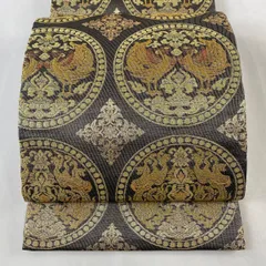 袋帯 紋屋井関 御寮織 極上 金銀糸 黒 名物裂 向かい鳳凰 中古 kp1892 袋帯 紋屋井関 御寮織 極上 金銀糸 黒 名物裂 向かい鳳凰 中古