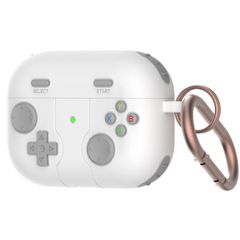 ワイヤレス充電対応 可視LEDライト カバー ファッション デザイン 耐衝撃 ゲーム機 クラシック カラビナ付き エアーポッズプロ シリコン保護ケース ケース ケース ケース 第2世代 Pro AirPods (ホワイト) AirPods (2022/2019