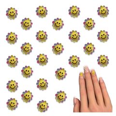 ネイルパーツ 花 スマイル 10ｍｍ イエロー 混色 50個 太陽 笑顔 顔 ぷっくり フラワー 3D カボション レジン デコパーツ アクセサリー ハンドメイド 手芸 パーツ BD4116
