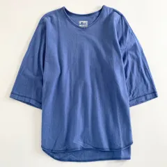 12a21 日本製 HOMME PLISSE ISSEY MIYAKE オムプリッセ イッセイミヤケ 七分袖Tシャツ カットソー 2 サックスブルー Vネック リネン混のサムネイル