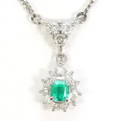 PT850　ネックレス　necklace　エメラルド　0.20　ダイヤ　0.33　総重量約4.7g　約40cm