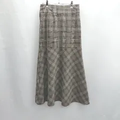 ◇ Θ GLOBAL WORK グローバルワーク チェック柄 ロング フレア スカート サイズL ブラウン レディース E  【1501160017611】