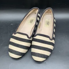 M310 UGG アグ ボーダー ストライプ フラット シューズ パンプス ローファー モノトーン ブラック系 23cm F27113K
