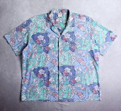 【BAREFOOT IN PARADISE】USA製 ビンテージ アロハシャツ リバースプリント 2XLサイズ オープンカラー