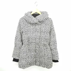 ヘザー Heather コート アウター 中綿 ミドル 総柄 ジップアップ リブ 長袖 S ホワイト ブラック 白 黒 /TT16のサムネイル