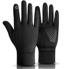【人気商品】耐磨耗 保温防寒 通気性持ち 透湿性 ストレッチ性 裏起毛 タッチパネル対応 滑り止め加工 表面撥水加工 反射ストリップ 【冬の定番・最新改進版・ふわふわで防寒】 超軽量 超伸縮 自転車手袋 サイクリング ランニンググローブ 男女兼用
