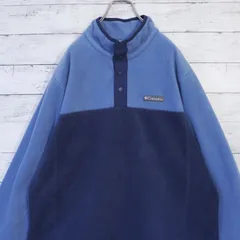 Columbia コロンビア ハーフスナップボタン プルオーバーフリースジャケト 刺繍ロゴ スナップT L ネイビー ライトブルー 紺 水色 20202410