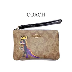 COACH コーチ バスキア コラボ リストレット ポーチ レキシー 恐竜 ペッツ ディスペンサー シグネチャー キャンバス カーキ C5990