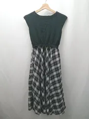 ◇ ⊂ any sis エニィシス スカート部分チェック柄 - ロング ノースリーブリブワンピース サイズ2 ブラック系 レディース E  【1507030002930】のサムネイル