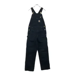 00年代 USA製 Carhartt カーハート ダック ダブルニー ビブオーバーオール ブラック(レディース W30 L32)中古 古着 V0441