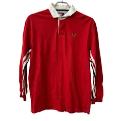TOMMY HILFIGER 長袖 ポロシャツ L レッド トミーヒルフィガー 古着卸 アメリカ仕入 a707-5858