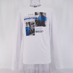新品 春秋 長袖Tシャツ L(48) サイズ ホワイト 白 長袖 クルーネック ガウディ メンズ カジュアル 男性 40代 50代 60代 70代 47039